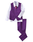 Load image into Gallery viewer, Purple 4 Piece Boys' Formal Suit Set with Vest Pants Dress Shirt and Tie BS46