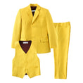 Cargar la imagen en la vista de la galería, Yellow 3 Piece Kids Boys' Formal Fit Blazer Vest and Pants Dress Suits Set
