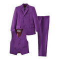 Cargar la imagen en la vista de la galería, Purple 3 Piece Kids Boys' Formal Fit Blazer Vest and Pants Dress Suits Set
