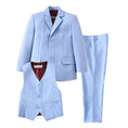 Load image into Gallery viewer, Light Blue 3 Piece Kids Boys' Formal Fit Blazer Vest and Pants Dress Suits Set
