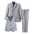 Cargar la imagen en la vista de la galería, Light Grey 3 Piece Kids Boys' Formal Fit Blazer Vest and Pants Dress Suits Set
