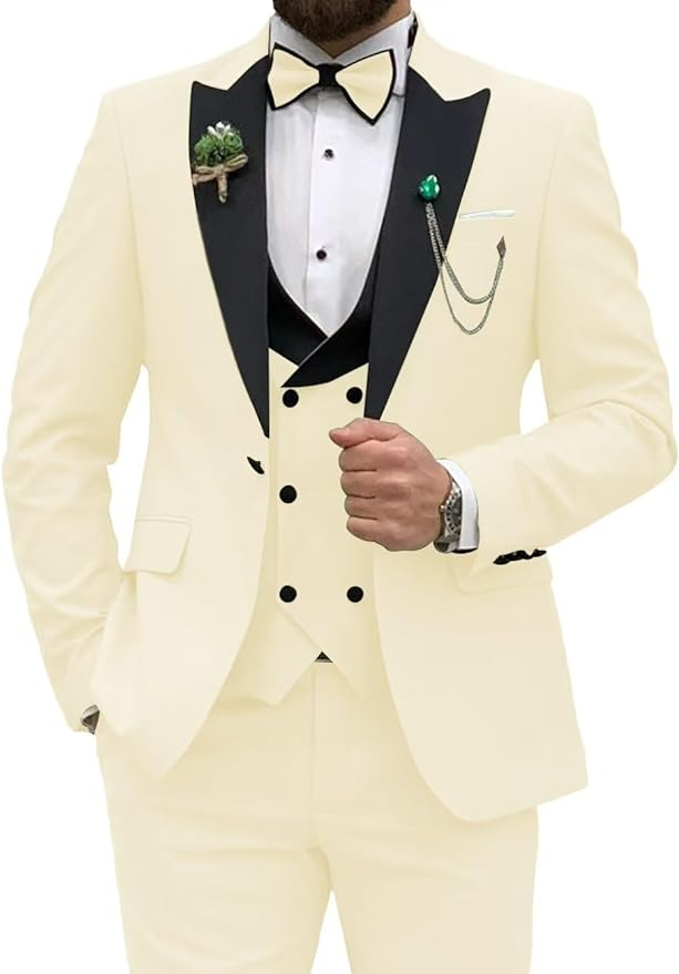 Double Breasted Slim Fit 3 Piece Men's Suit