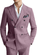Men's Linen Double Breasted 2 Piece Suits