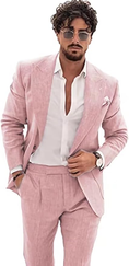 Cargar la imagen en la vista de la galería, Summer Casual Linen Men's  2 Piece Suit Blazer Pants Set
