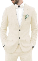 Summer Slim Fit Jacket Pant 2 Piece Linen Men Suits