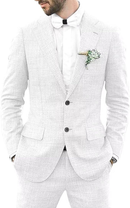 Summer Slim Fit Jacket Pant 2 Piece Linen Men Suits