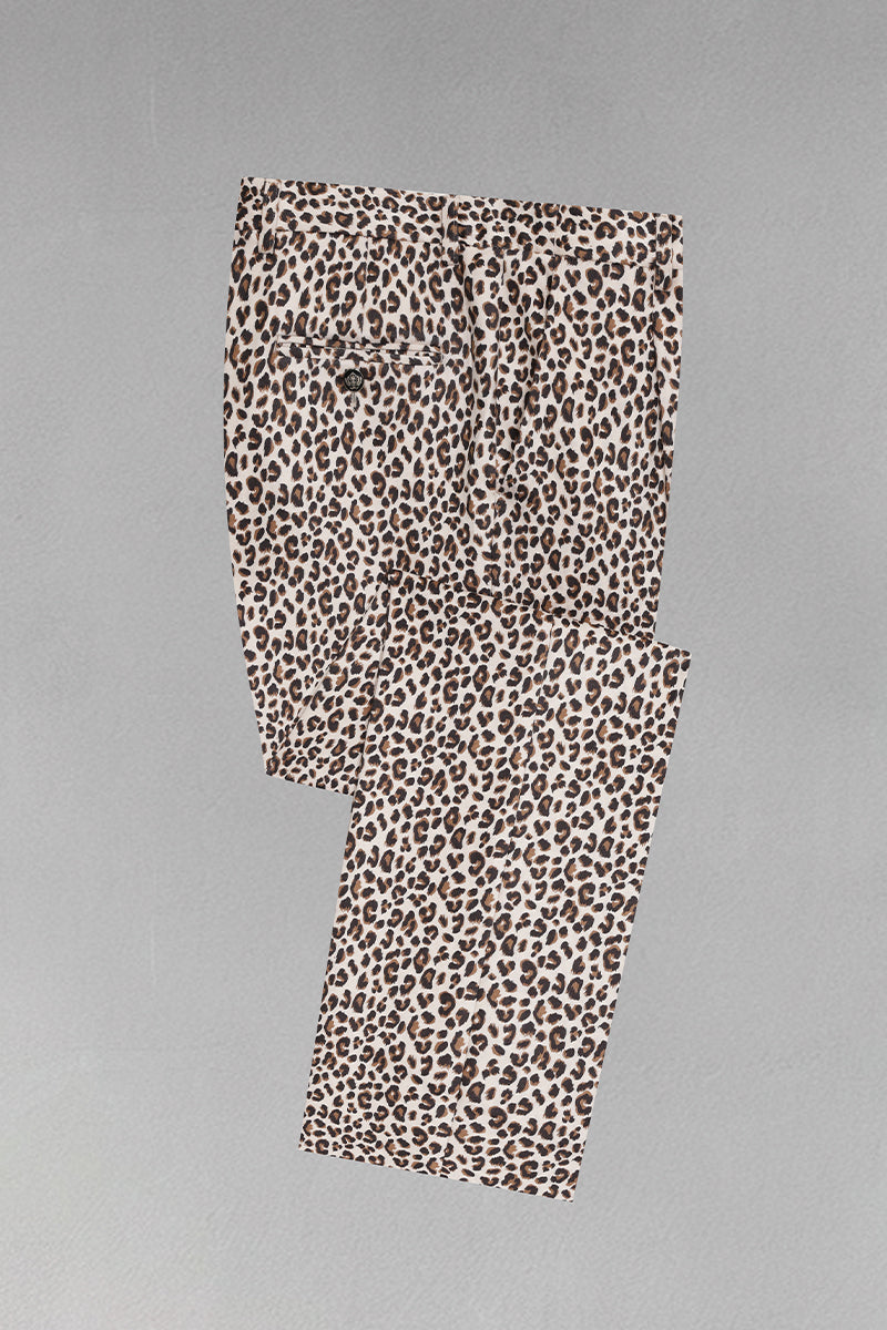 Men's Off-white Leopard Print Single-breasted 2-piece Suit