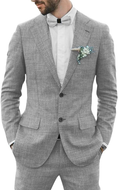 Cargar la imagen en la vista de la galería, Summer Slim Fit Jacket Pant 2 Piece Linen Men Suits
