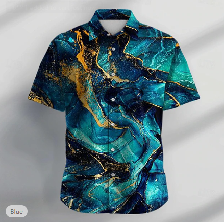 Graphic Marble Casual Men's Shirt Party Daily Holiday Summer Turndown Short Sleeve