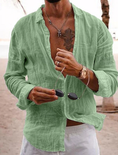 Bild in Galerie-Betrachter laden, Men's Linen Shirt Summer Shirt Beach Shirt Spring & Summer Hawaiian Holiday Casual Shirt
