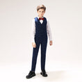 Cargar la imagen en la vista de la galería, Blue Plaid Elegant 5 Piece Boys Suits
