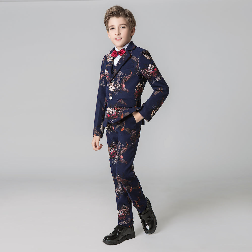 Unique Design Slim Fit Modern 5 Piece Boys Suits