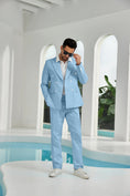 Bild in Galerie-Betrachter laden, Seersucker Double Breasted Blazer Pants 2 Piece Men's Summer Suit
