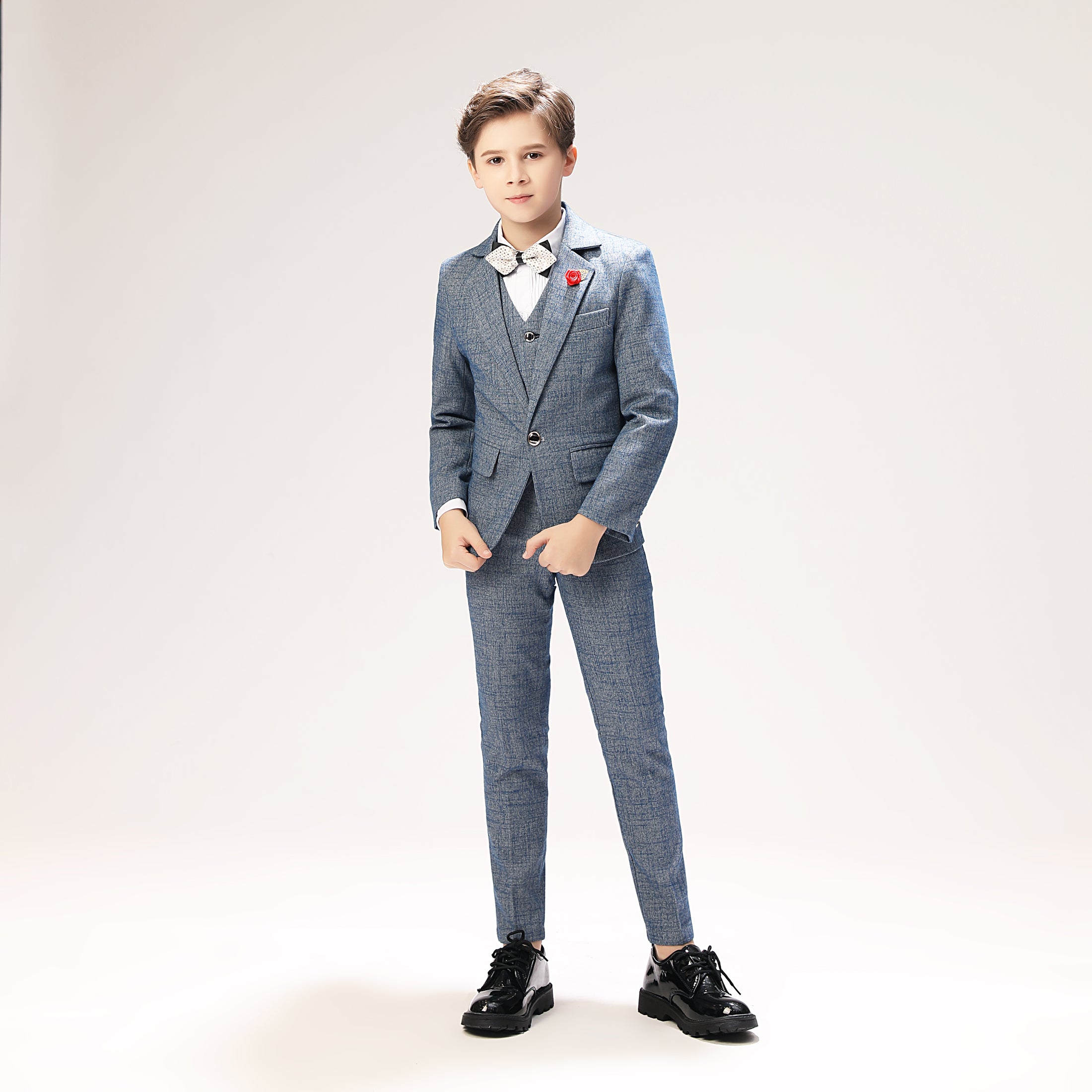 Grey Formal 5 Piece Boys Suits