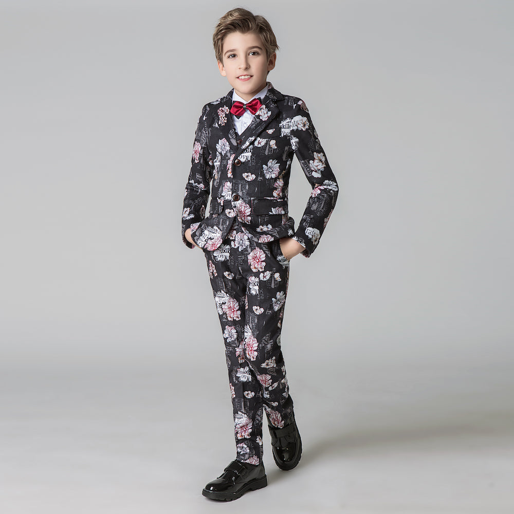 Unique Design Slim Fit Modern 5 Piece Boys Suits