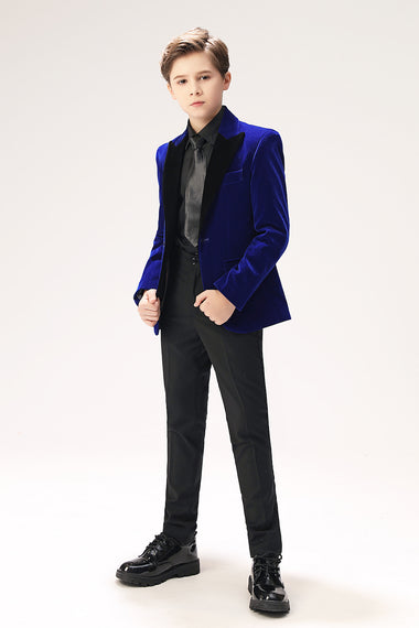Royal Blue Velvet 5 Piece Boy's Formal Boys Suits