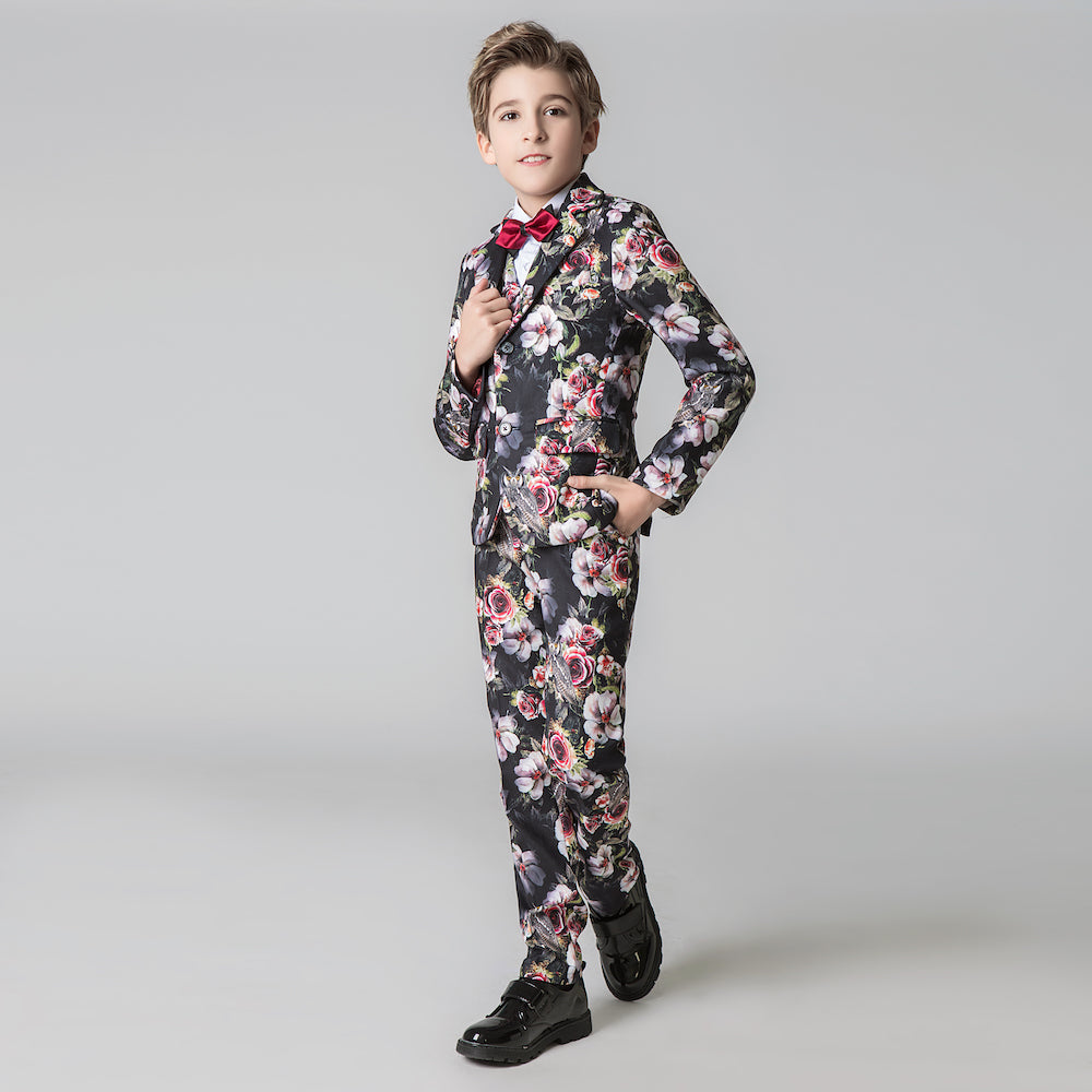 Unique Design Slim Fit Modern 5 Piece Boys Suits