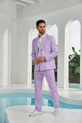 Load image into Gallery viewer, Seersucker Double Breasted Blazer Pants 2 Piece Men's Summer Suit
