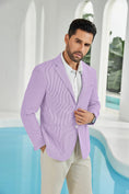 Cargar la imagen en la vista de la galería, Seersucker Striped Men's Summer Blazer
