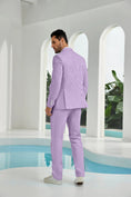 Bild in Galerie-Betrachter laden, Seersucker Double Breasted Blazer Pants 2 Piece Men's Summer Suit
