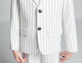 Cargar la imagen en la vista de la galería, White Striped Modern 5 Piece Boy's Formal Suits
