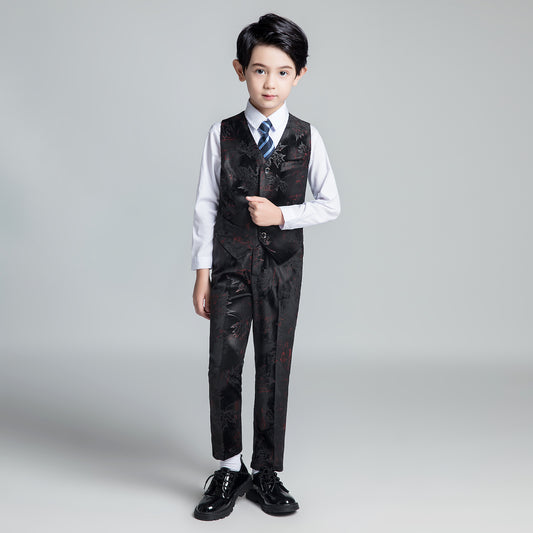 Unique Design Slim Fit Modern 5 Piece Boys Suits