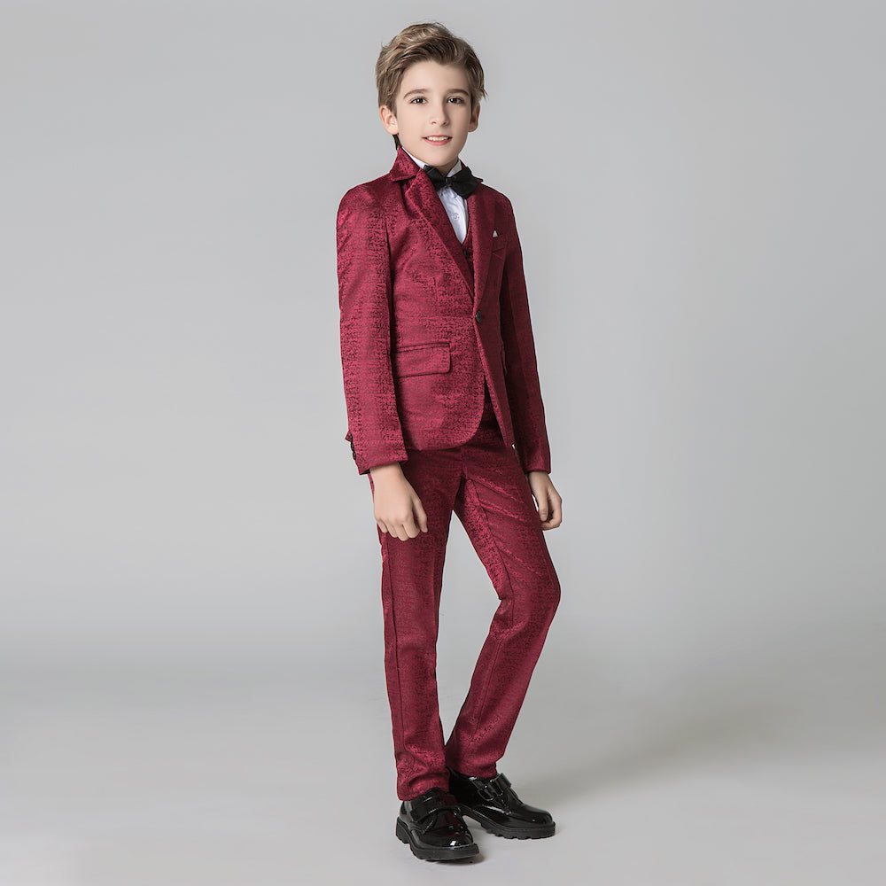 Unique Design Slim Fit Modern 5 Piece Boys Suits