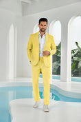 Cargar la imagen en la vista de la galería, Seersucker Striped Blazer Pants 2 Piece Men's Summer Suit
