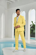 Cargar la imagen en la vista de la galería, Seersucker Double Breasted Blazer Pants 2 Piece Men's Summer Suit
