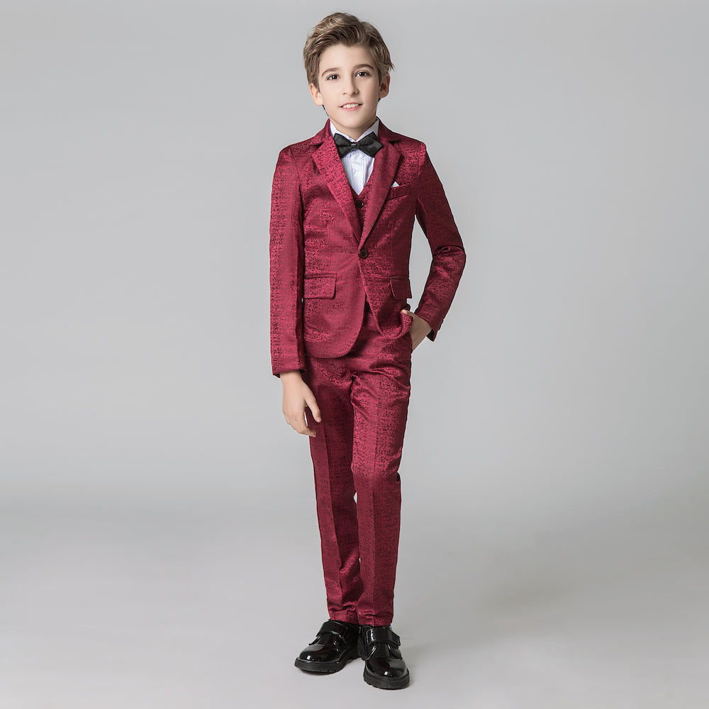 Unique Design Slim Fit Modern 5 Piece Boys Suits