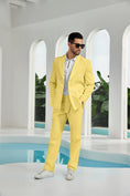 Cargar la imagen en la vista de la galería, Seersucker Double Breasted Blazer Pants 2 Piece Men's Summer Suit
