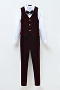 Gallery viewerに画像を読み込む, Burgundy Velvet 2 Piece Kids Boys' Vest and Pants Dress Suits Set
