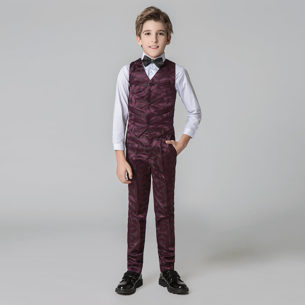 Unique Design Slim Fit Modern 5 Piece Boys Suits