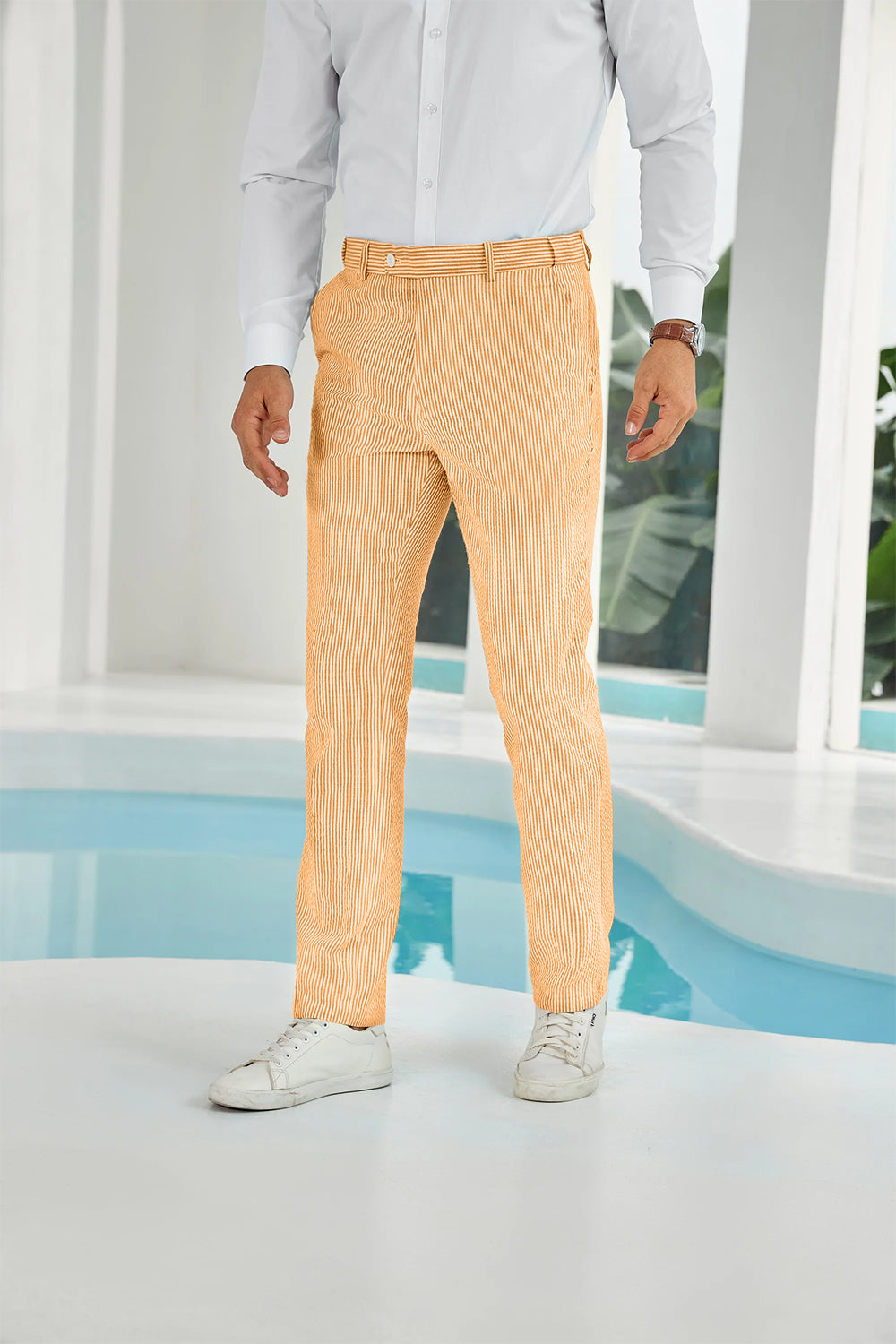 Seersucker Striped Men's Summer Pants