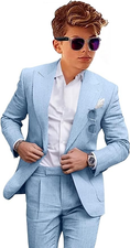 Charger l'image dans la visionneuse de la galerie, Summer Casual Linen peaked lapel 2 Piece Boys Suit
