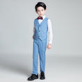 Cargar la imagen en la vista de la galería, Light Blue Plaid Elegant Formal 5 Piece Boys Suits
