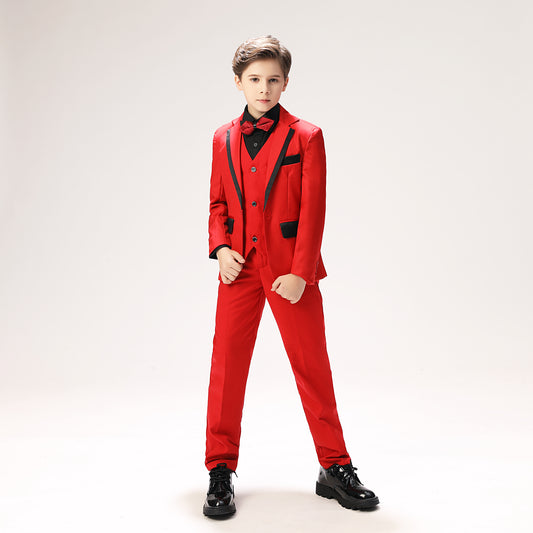 Red Classic Suits Set 5 Piece Boys Suits