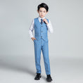 Cargar la imagen en la vista de la galería, Light Blue Plaid Elegant Formal 5 Piece Boys Suits
