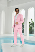 Cargar la imagen en la vista de la galería, Seersucker Striped Blazer Pants 2 Piece Men's Summer Suit
