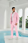 Cargar la imagen en la vista de la galería, Seersucker Striped Blazer Pants 2 Piece Men's Summer Suit
