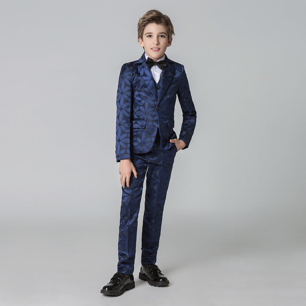 Unique Design Slim Fit Modern 5 Piece Boys Suits