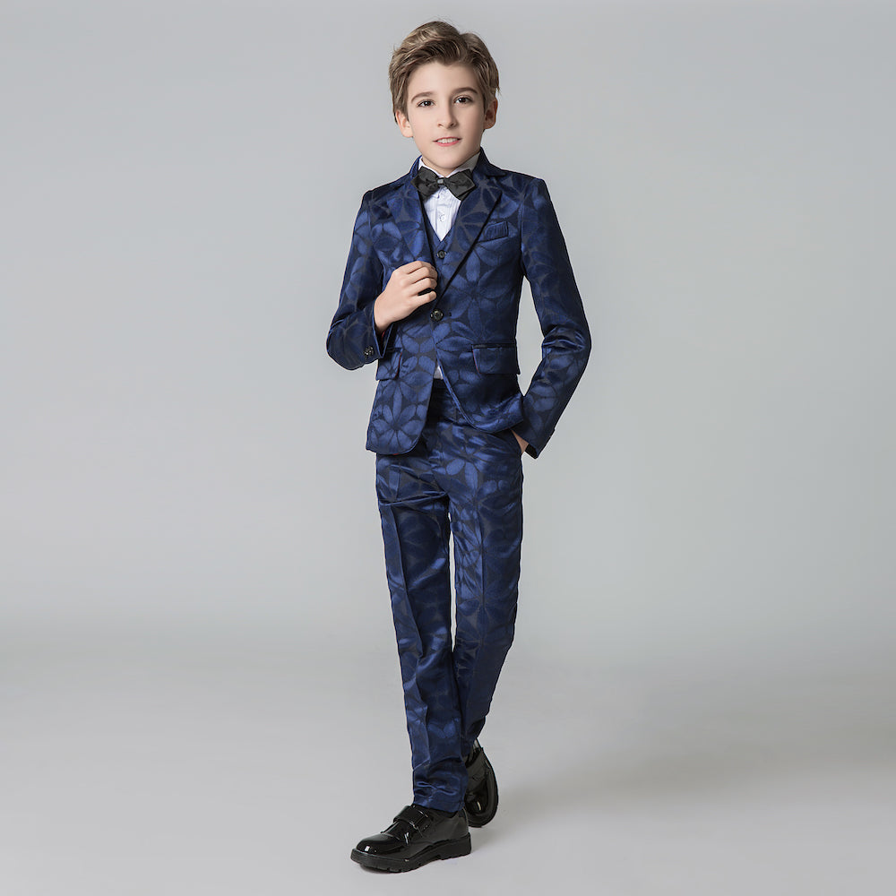 Unique Design Slim Fit Modern 5 Piece Boys Suits