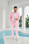 Charger l'image dans la visionneuse de la galerie, Seersucker Striped Blazer Pants 2 Piece Men's Summer Suit
