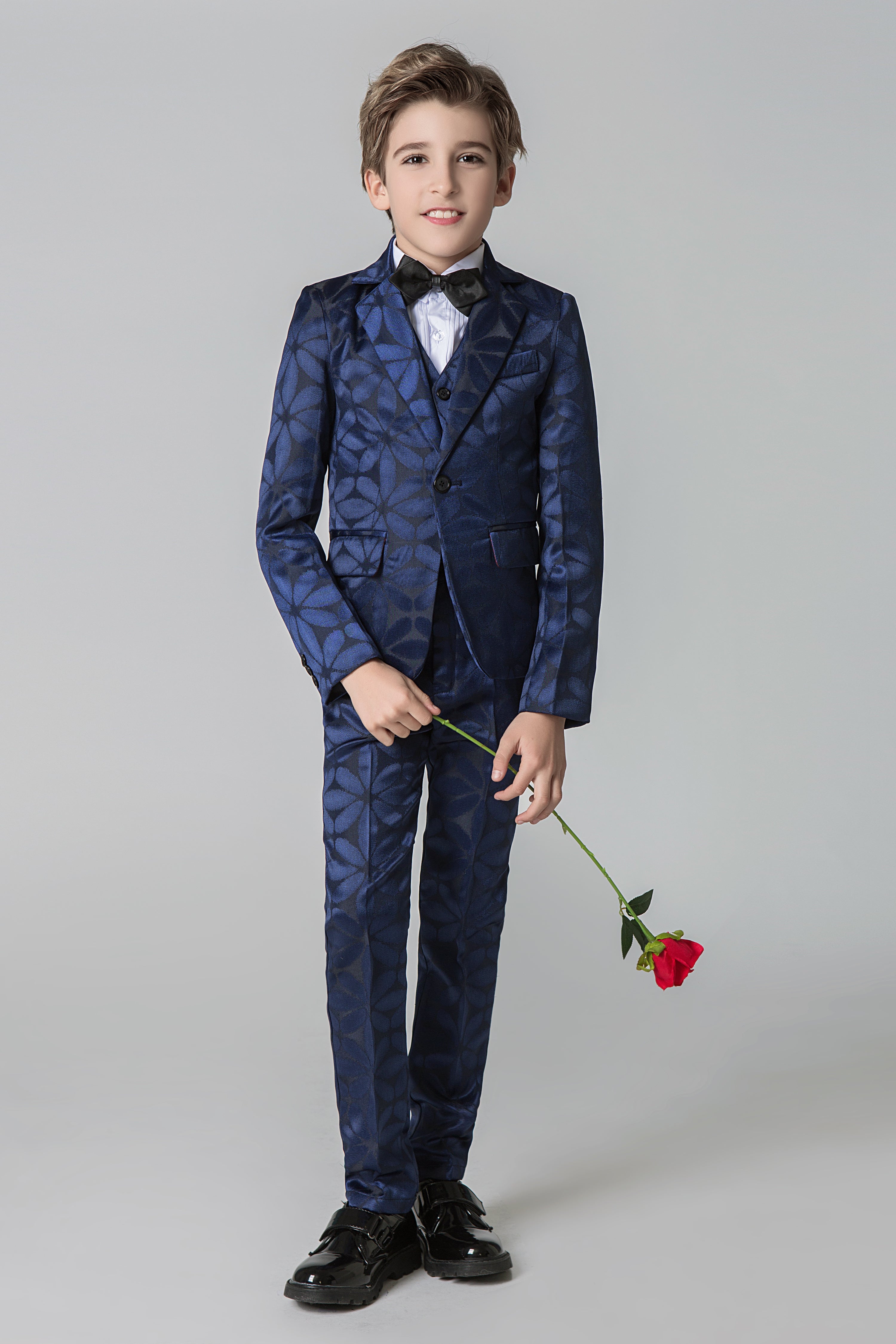 Blue Printed 5 Piece Boys Suits