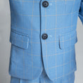 Cargar la imagen en la vista de la galería, Light Blue Plaid Elegant Formal 5 Piece Boys Suits
