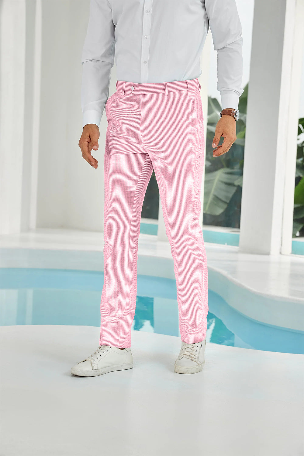 Seersucker Striped Men's Summer Pants