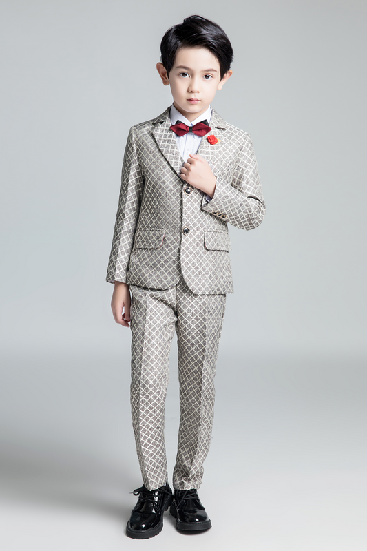 Unique Design Slim Fit Modern 5 Piece Boys Suits