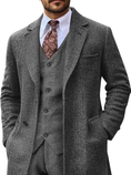 Gallery viewerに画像を読み込む, Retro Tweed Herringbone Long Blazer 3 Pieces Mens Suits 3690
