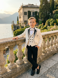 Load image into Gallery viewer, Boys Ivory Tuxedo for Weddings with Contrast Trim 3-Piece Suit
