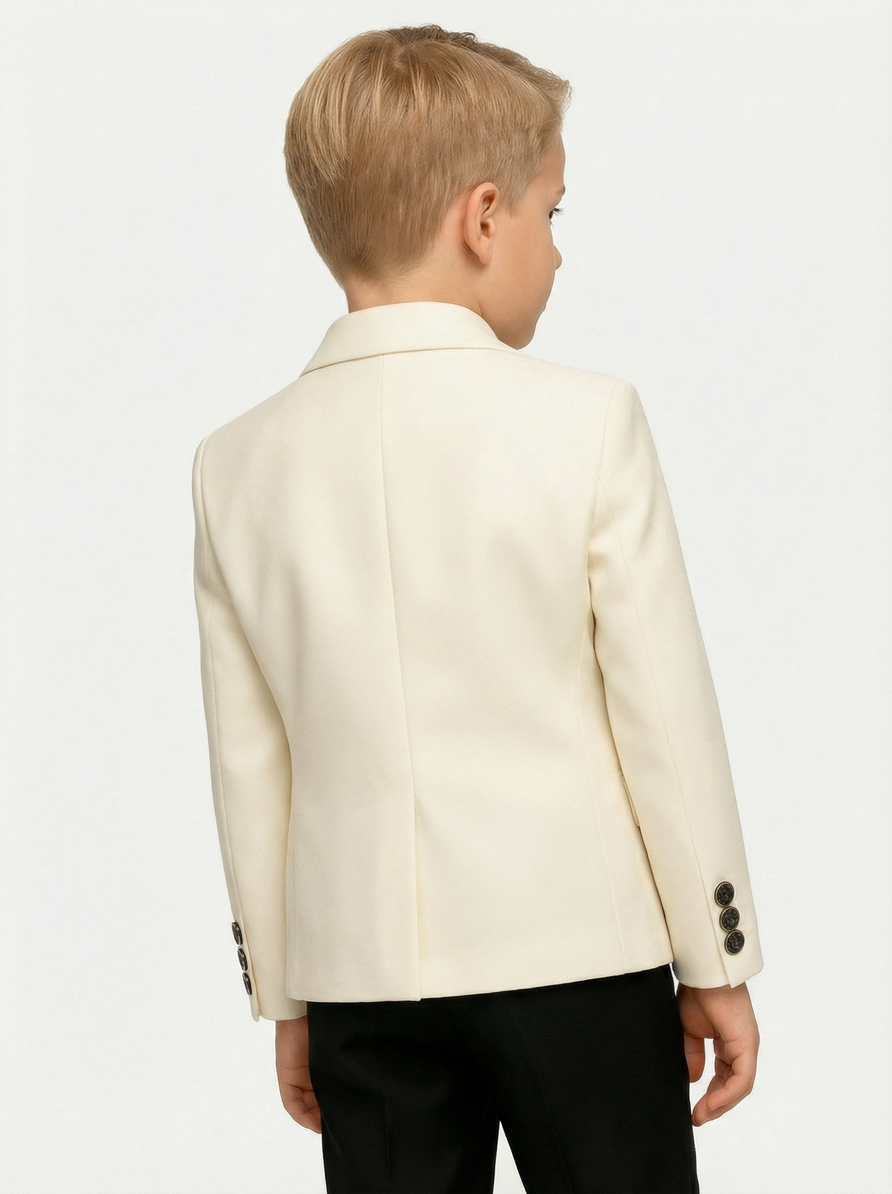 Boys Ivory Tuxedo for Weddings with Contrast Trim 3-Piece Suit